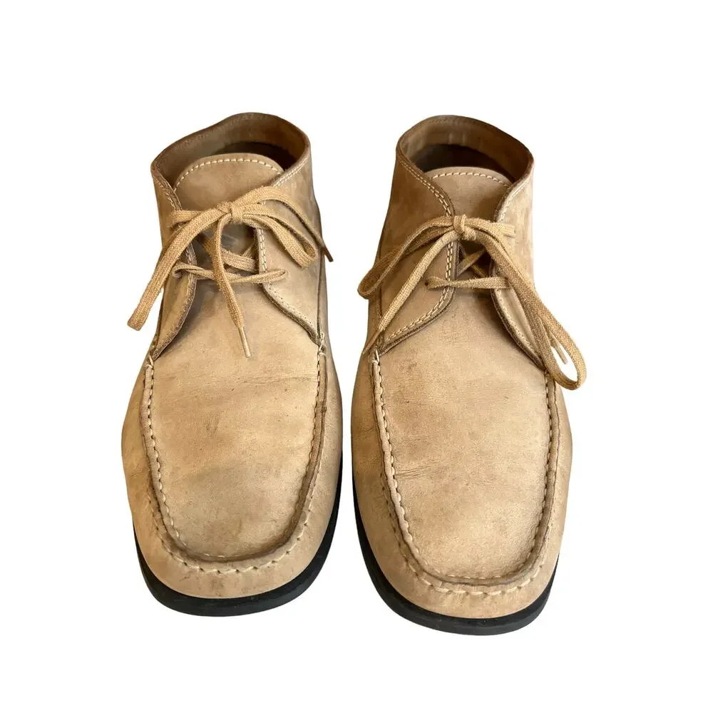 Tods Driving Moccasin Boots Brushed Suede Tan
